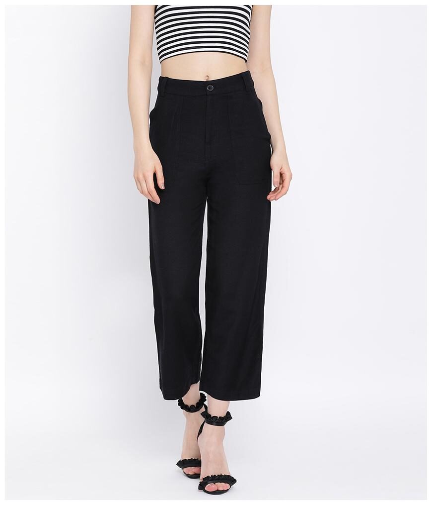 

Oxolloxo Women Cotton Solid Regular Black