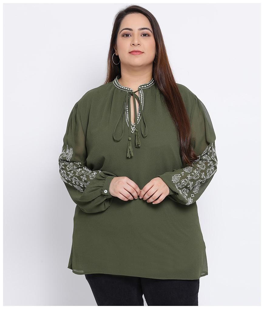 

Oxolloxo Women Embroidered Regular tunic - Green