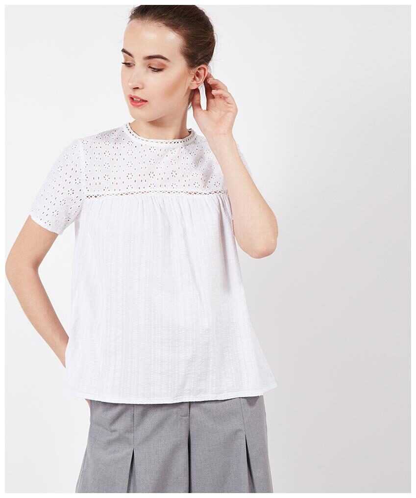 

OXOLLOXO Women Solid A-line top - White