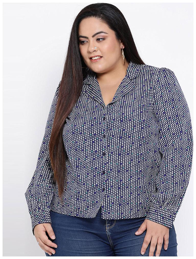 

OXOLLOXO Women Blue Printed Regular Fit Shirt