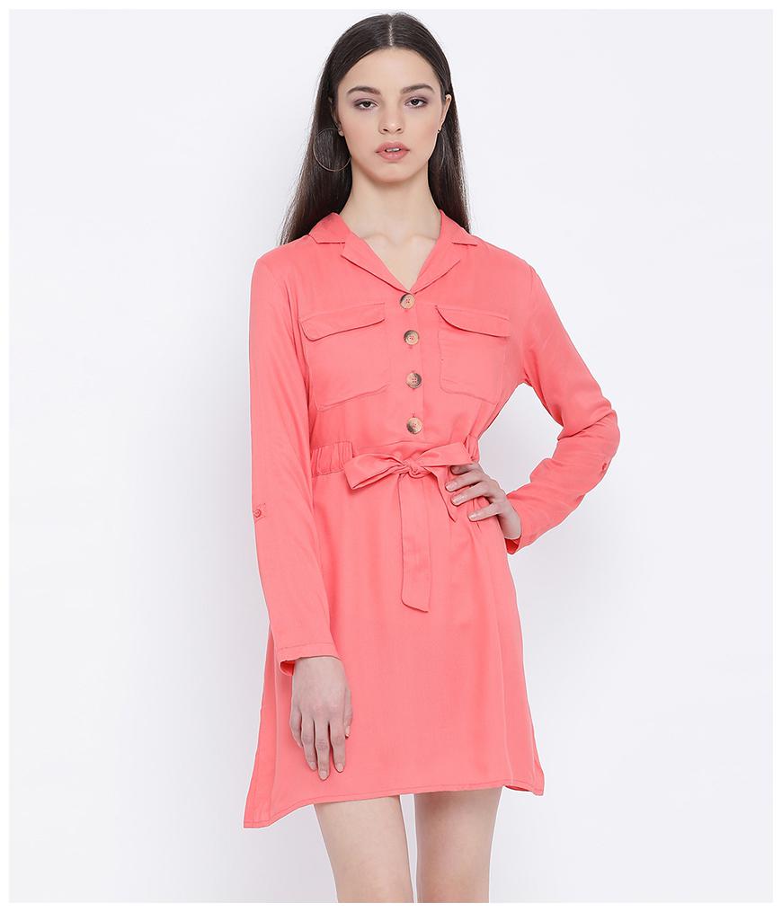 

Oxolloxo Pink Solid Shirt dress