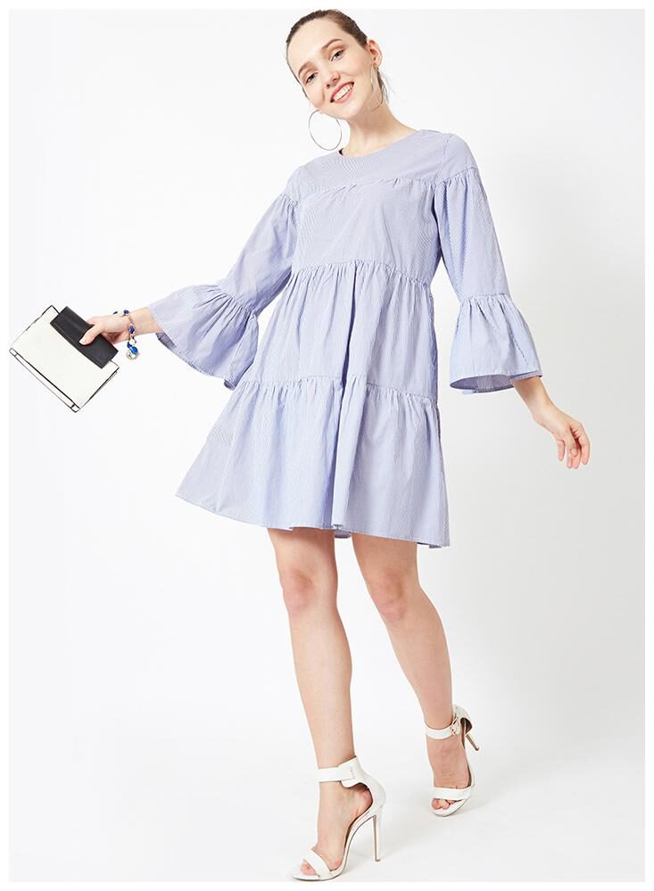 

OXOLLOXO Blue Solid A-line dress
