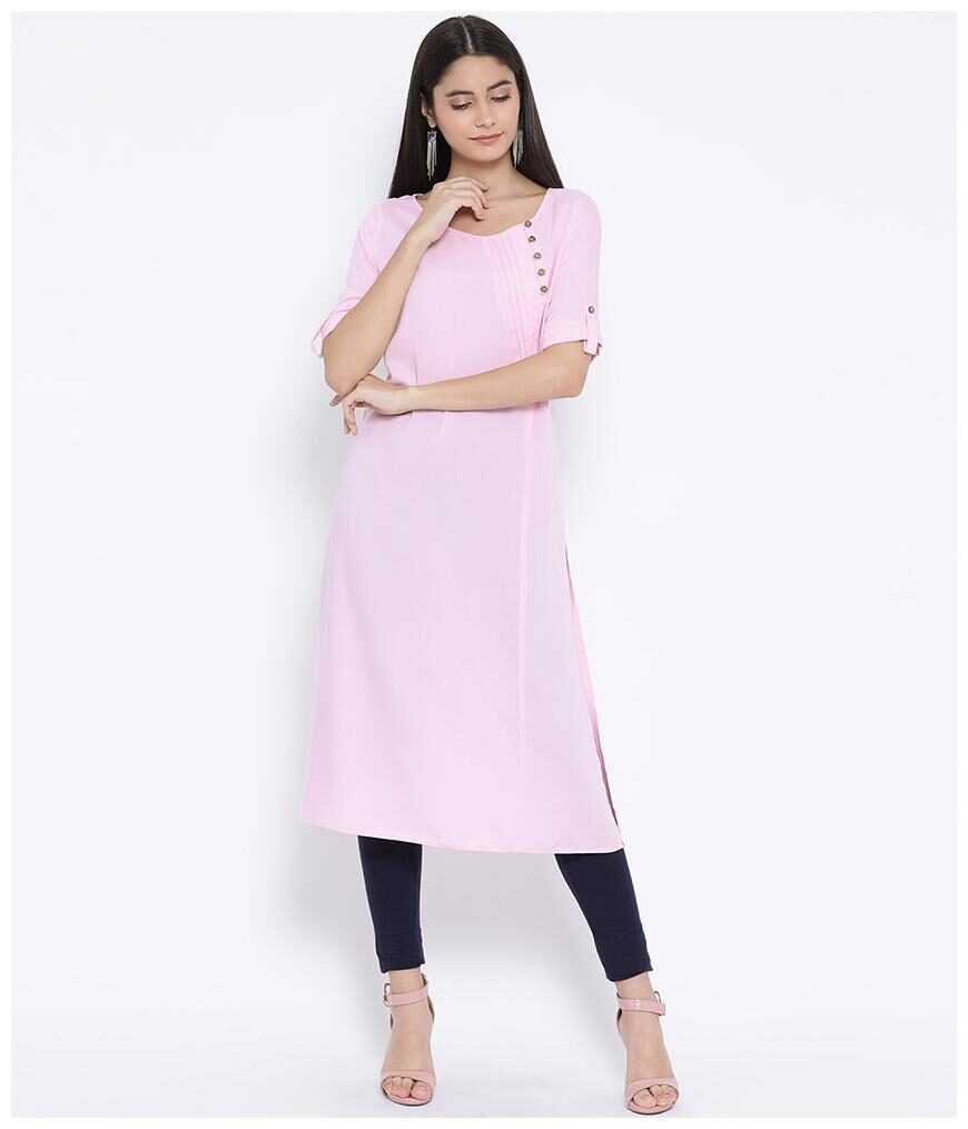 

Oxolloxo Women Solid Regular tunic - Pink