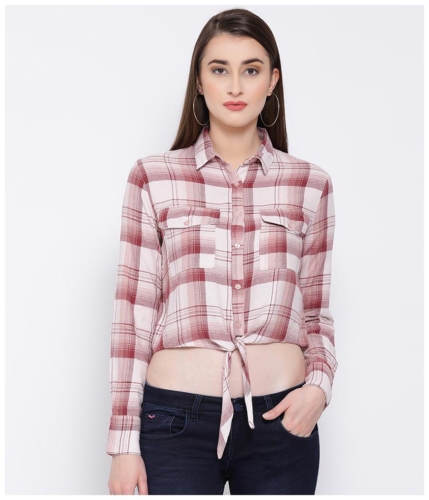

Oxolloxo Women White Checked Regular Fit Shirt