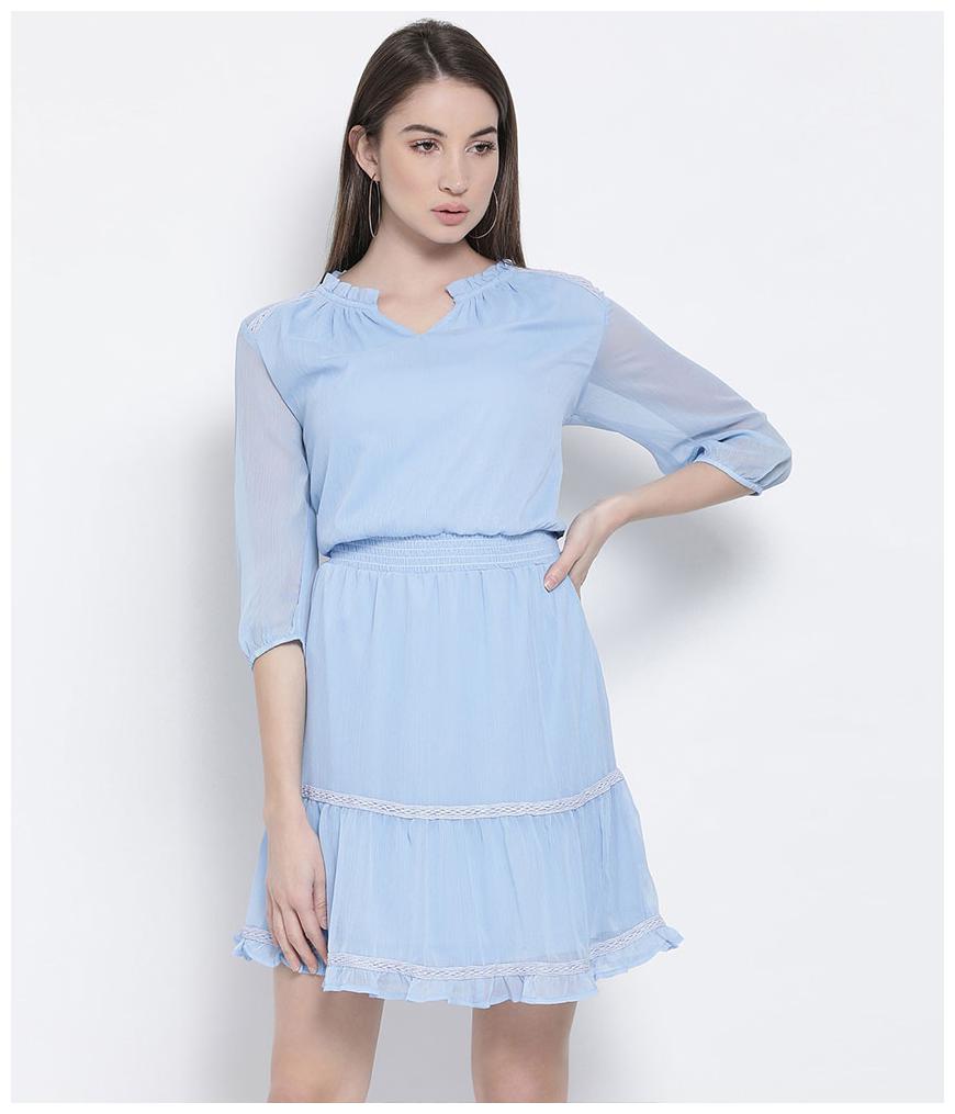 

Oxolloxo Blue Solid A-line dress