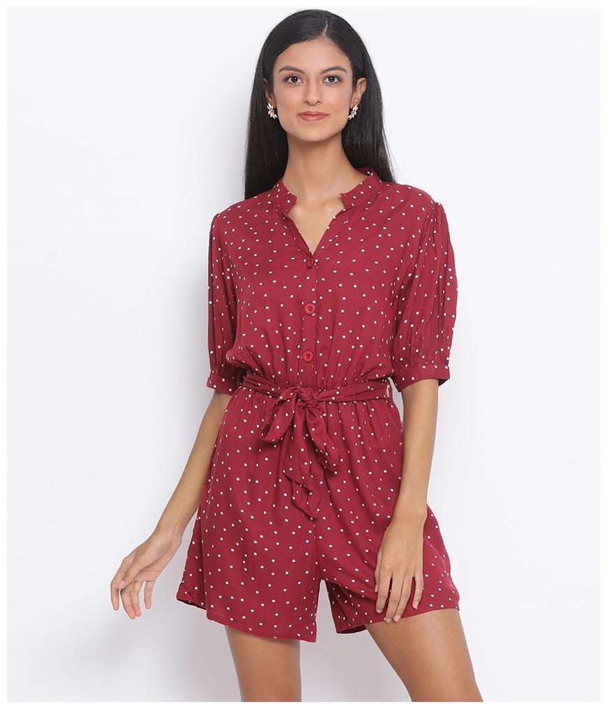 

Oxolloxo Polka dots Romper - Maroon