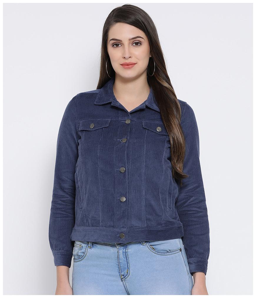 

Oxolloxo Women Solid Regular Jacket - Blue