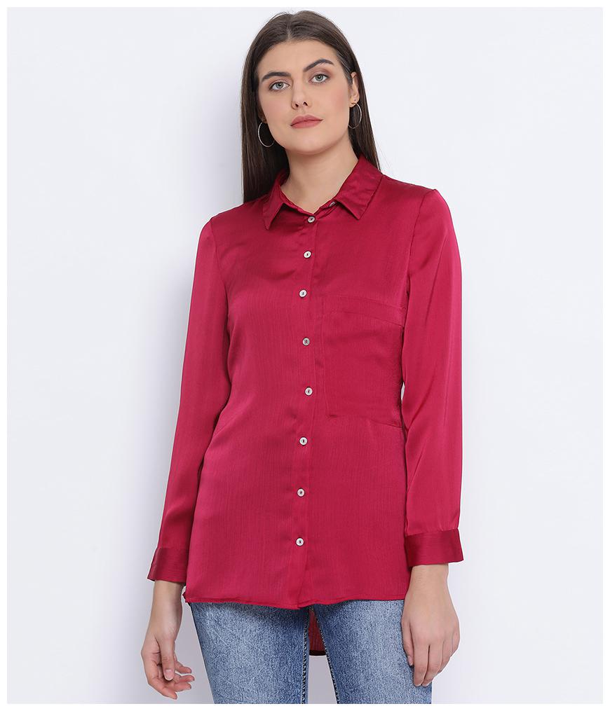 

Oxolloxo Women Maroon Solid Regular Fit Shirt