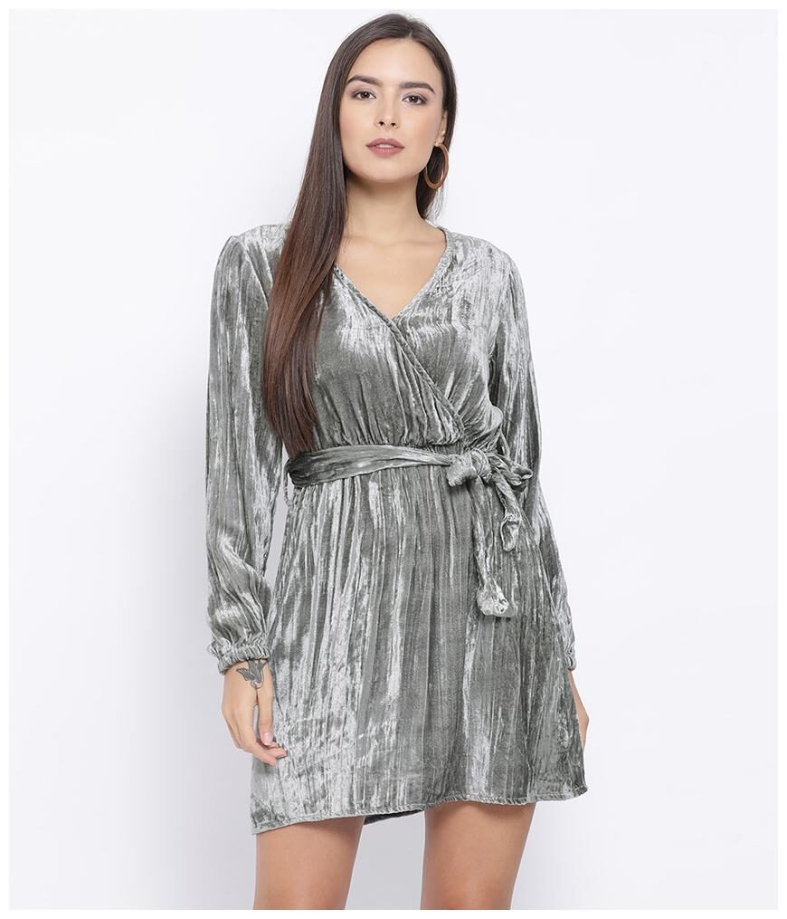 

Oxolloxo Grey Solid A-line dress