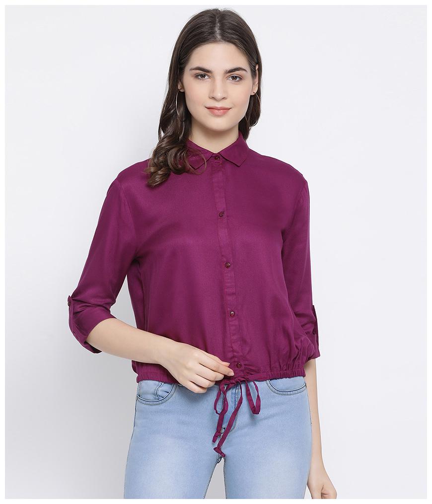 

Oxolloxo Women Purple Solid Regular Fit Shirt