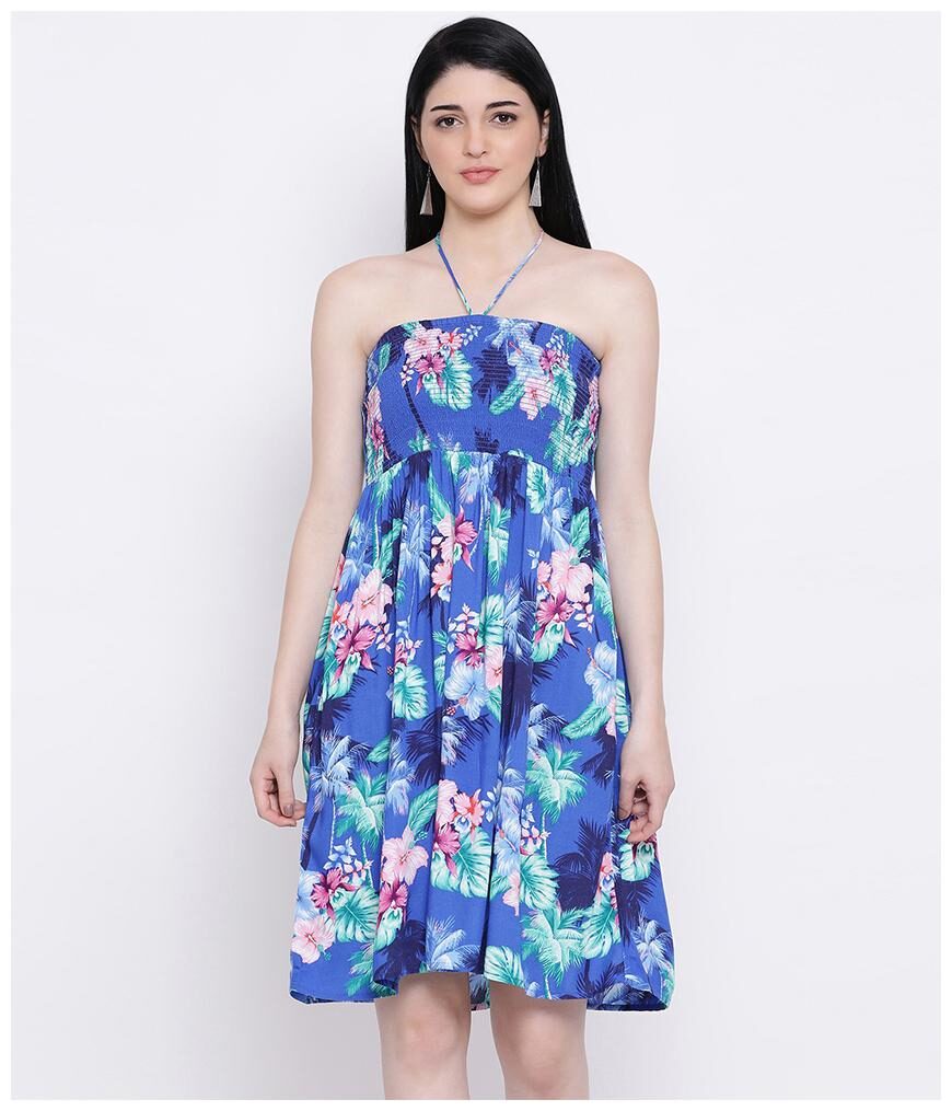 

Oxolloxo Women Viscose Rayon Floral A Line Dress Multi