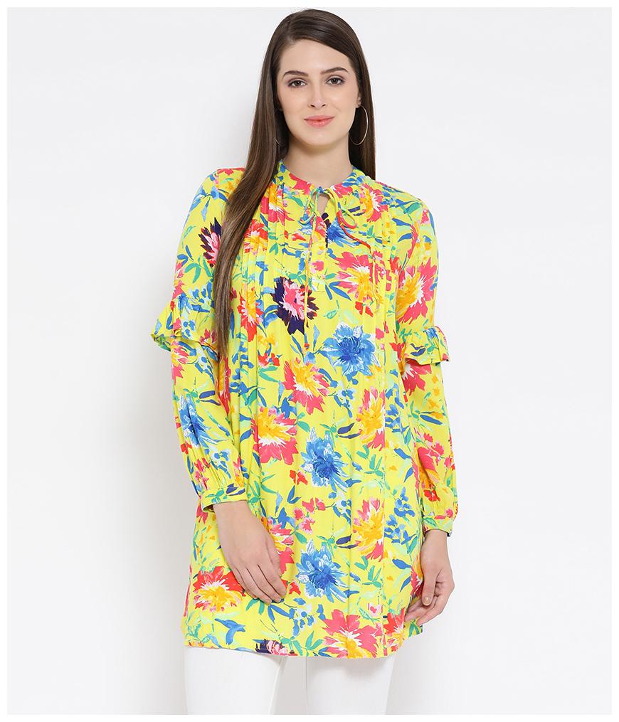 

Oxolloxo Women Floral A-line top - Yellow