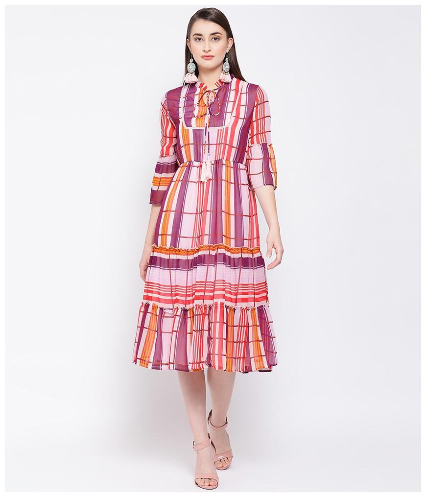 

Oxolloxo Multi Striped Wrap dress