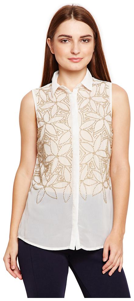 

OXOLLOXO Women White Floral Regular Fit Shirt