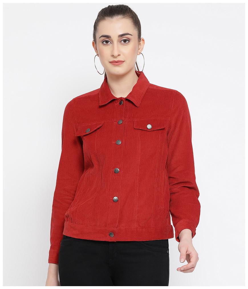 

Oxolloxo Women Solid Regular Jacket - Red
