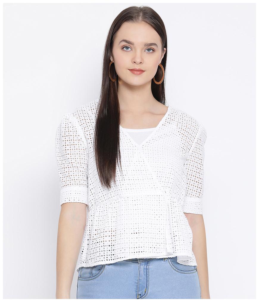 

Oxolloxo Women Solid A-line top - White
