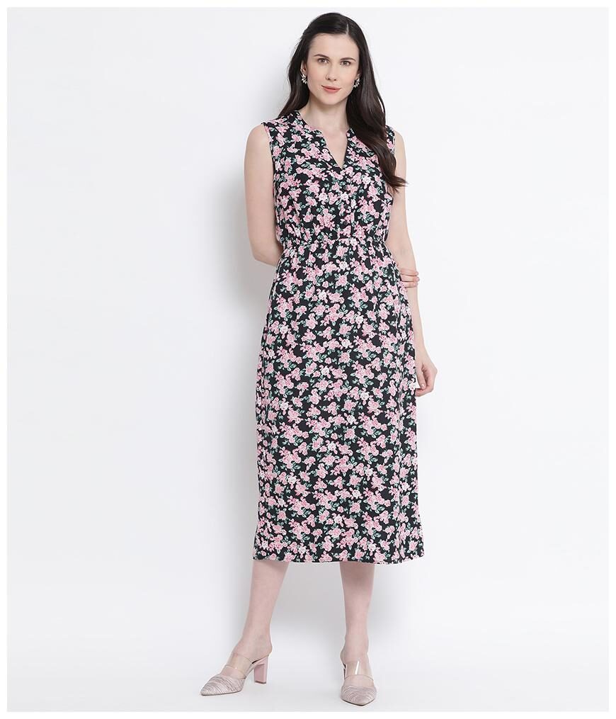 

Oxolloxo Womens Black Cotton Floral Dress