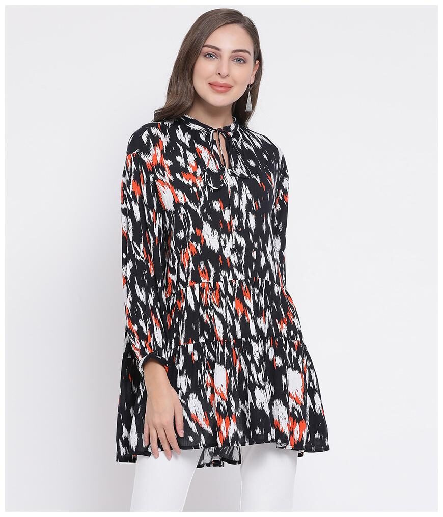 

Oxolloxo Women Printed Regular tunic - Black