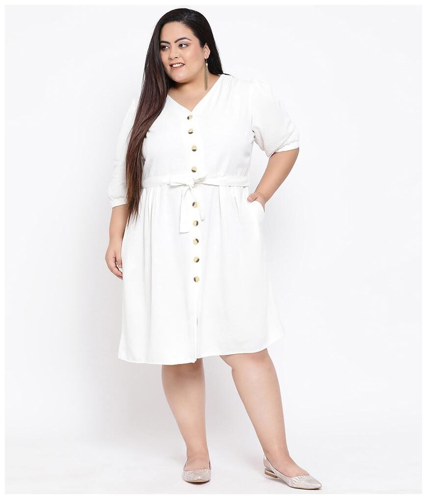 

Oxolloxo White Solid A-line dress