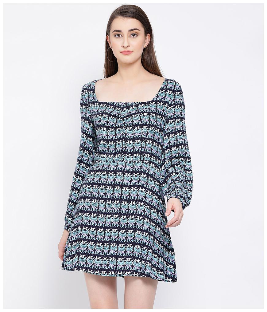 

Oxolloxo Blue Graphic A-line dress