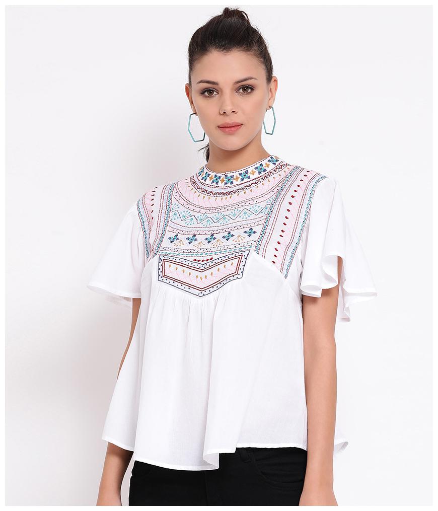 

Oxolloxo Women Solid A-line top - White