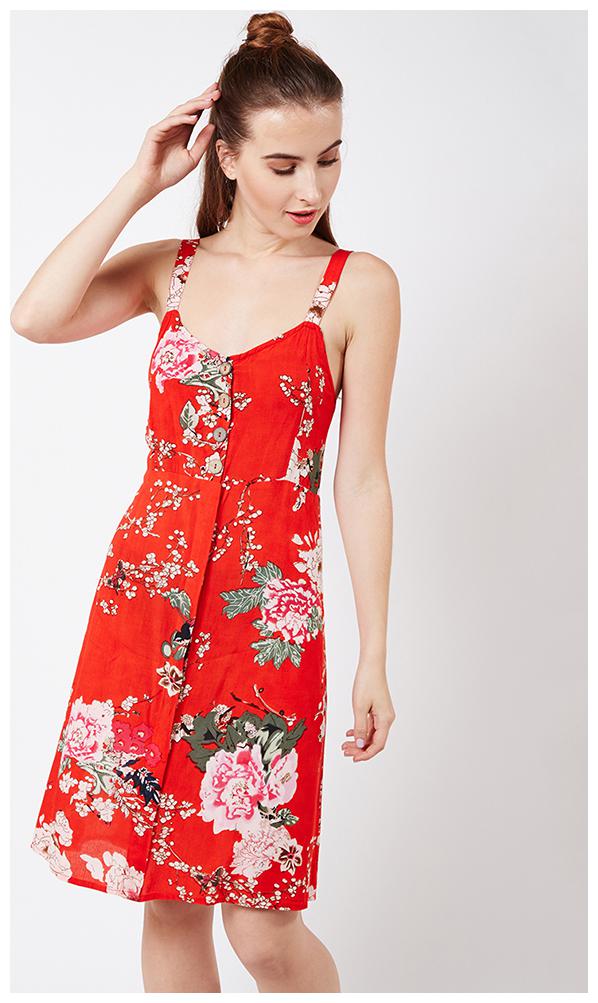 

OXOLLOXO Red Printed A-line dress
