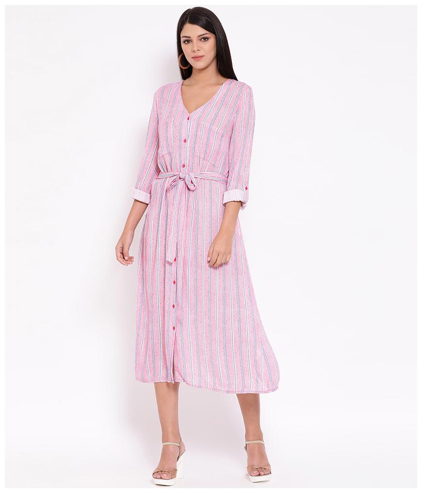 

Oxolloxo Pink Striped Shirt dress