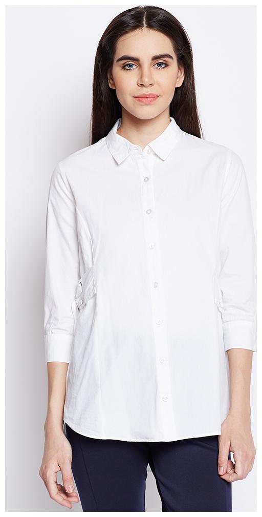 

OXOLLOXO Women White Solid Regular Fit Shirt