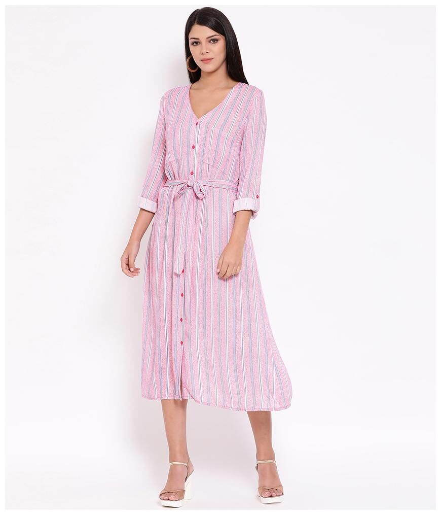 

Oxolloxo Pink Striped Shirt dress