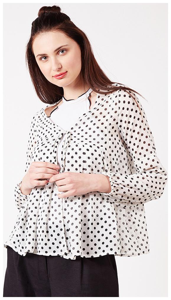 

OXOLLOXO Women Shrug - White Black