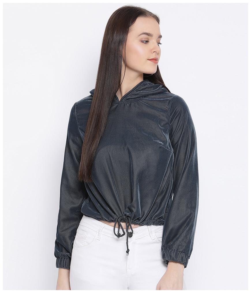 

Oxolloxo Women Solid Bomber Jacket - Grey