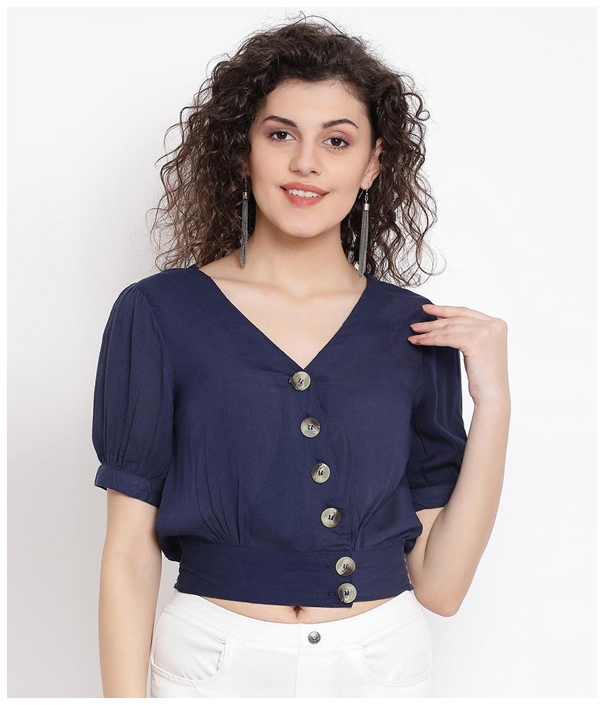 

Oxolloxo Women Viscose Rayon Solid A Line Navy Blue