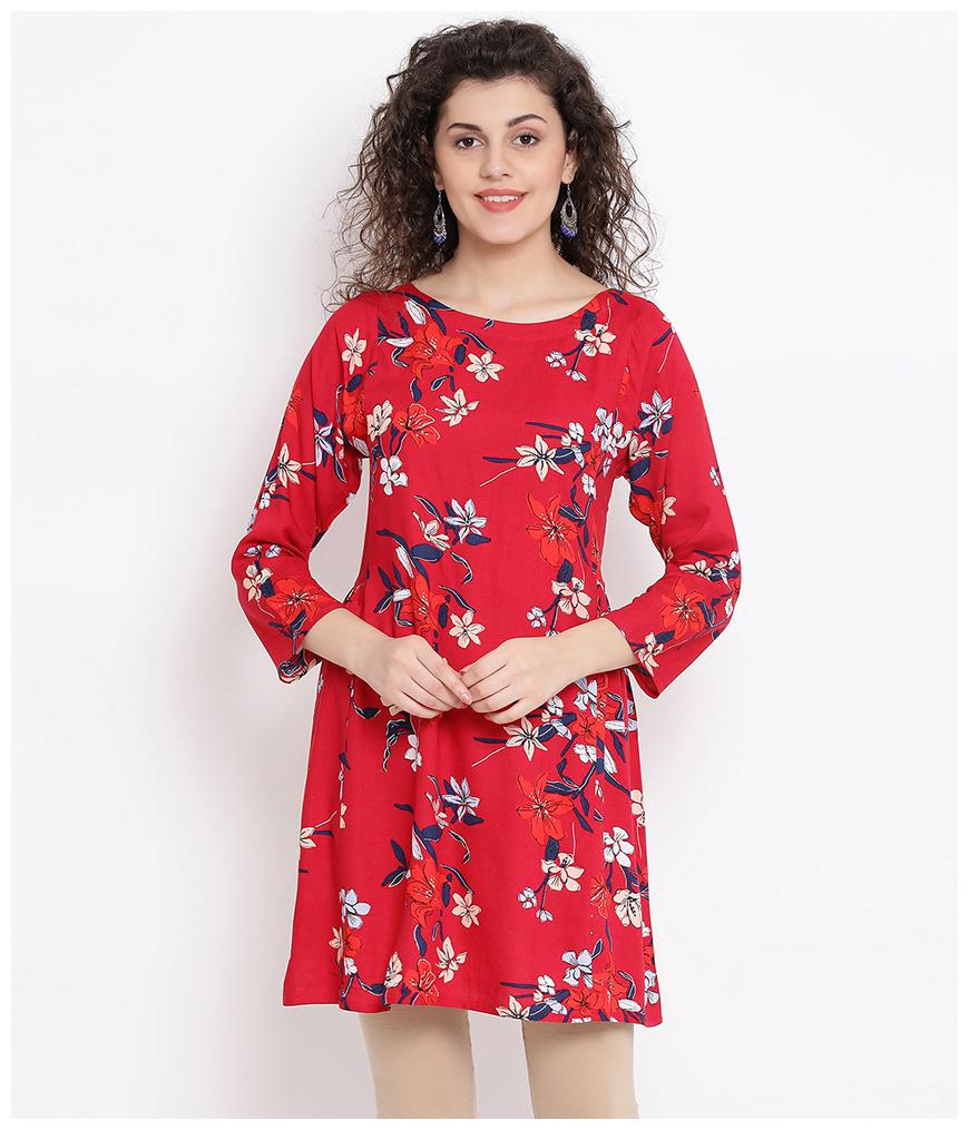 

Oxolloxo Women Viscose Rayon Floral A Line Pink