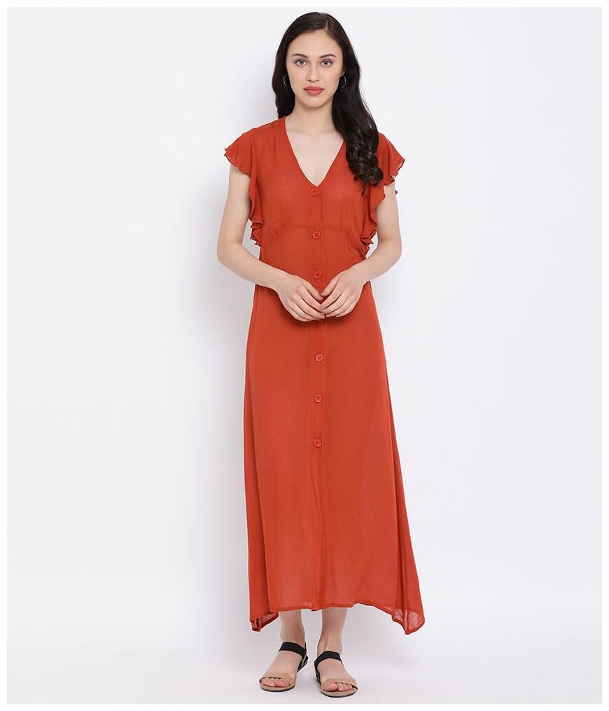 

Oxolloxo Orange Solid Maxi dress