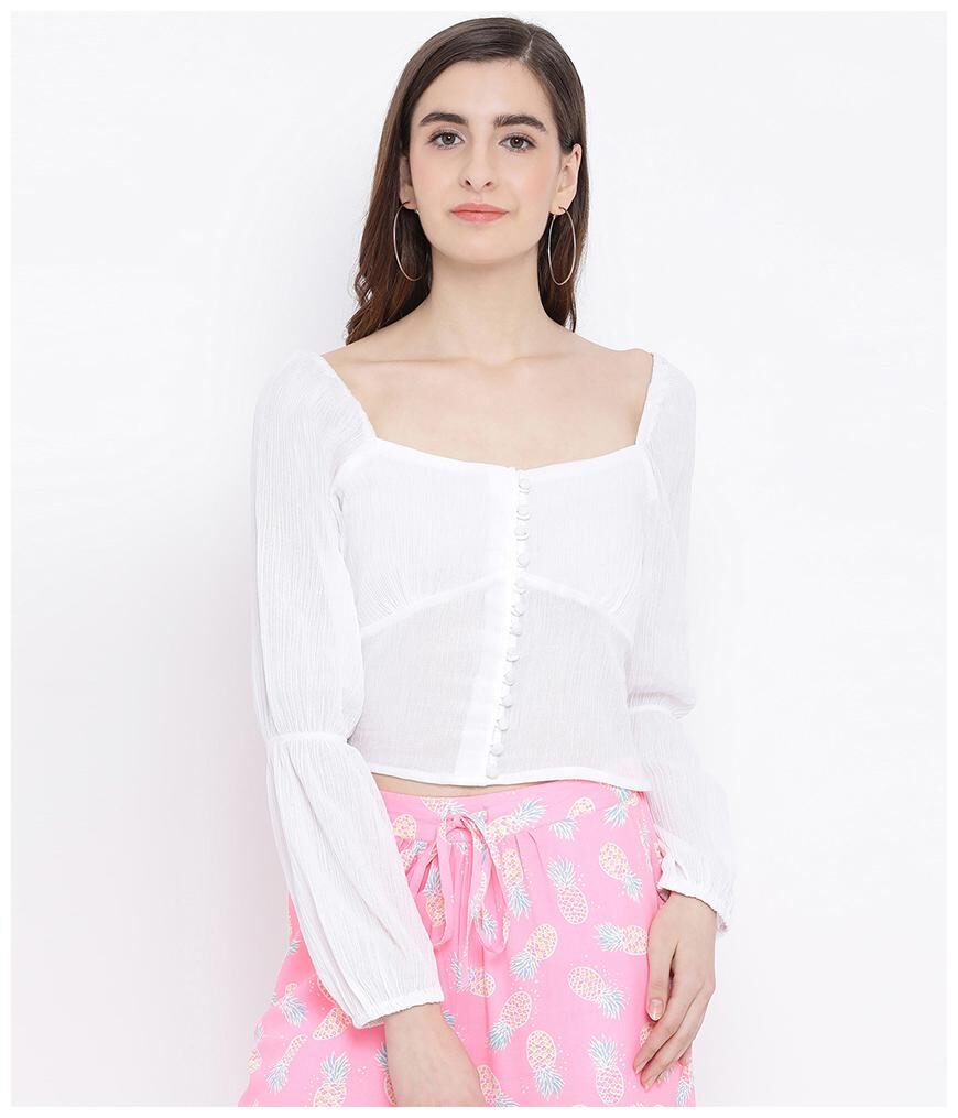 

Oxolloxo Women Solid Regular top - White