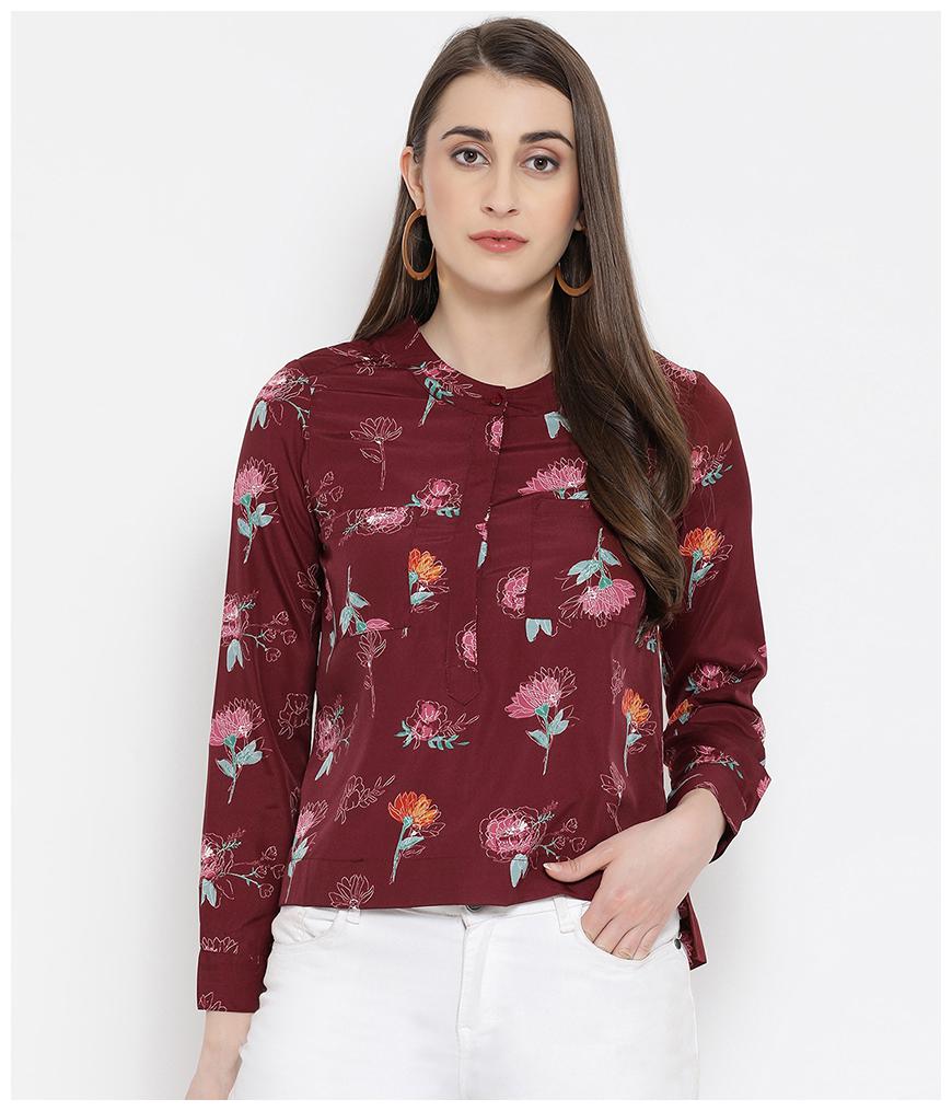 

Oxolloxo Women Floral A-line top - Maroon