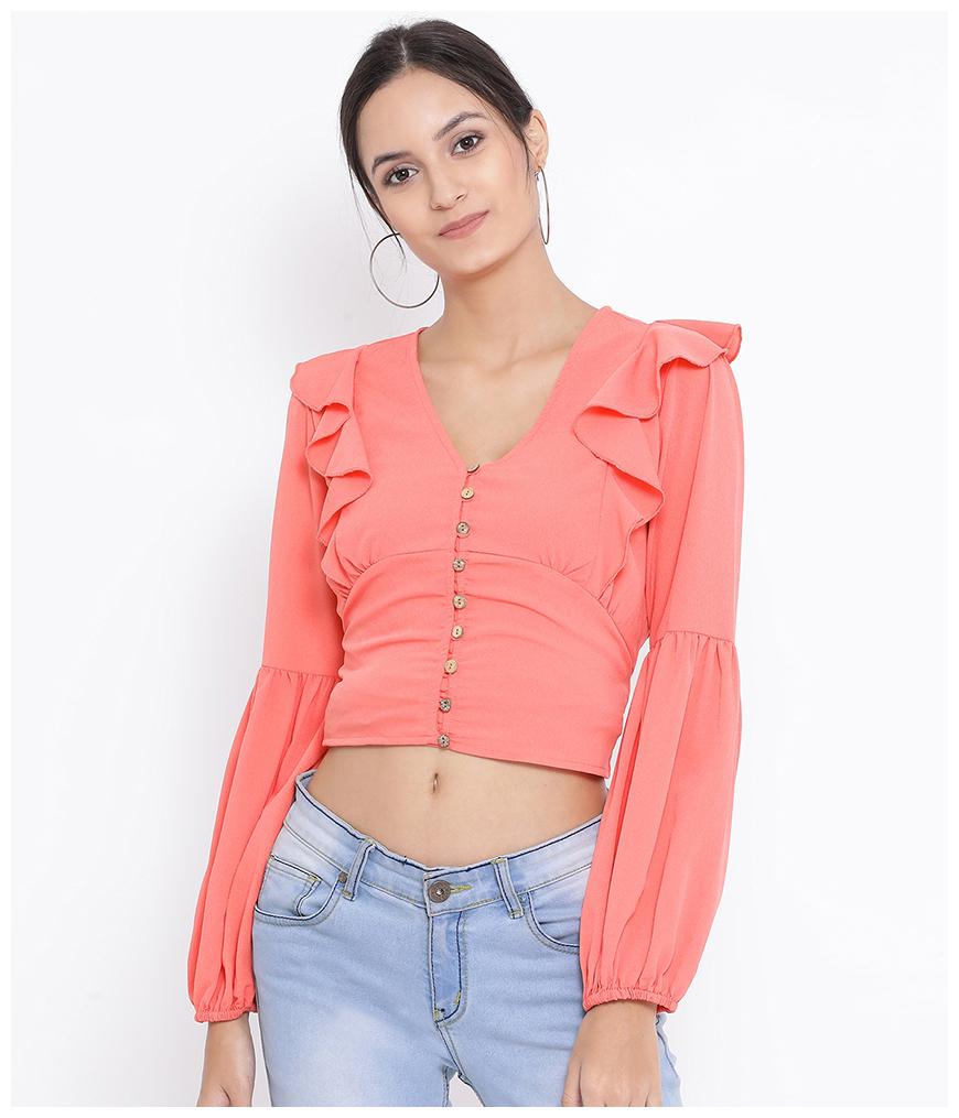 

Oxolloxo Women Solid A-line top - Orange