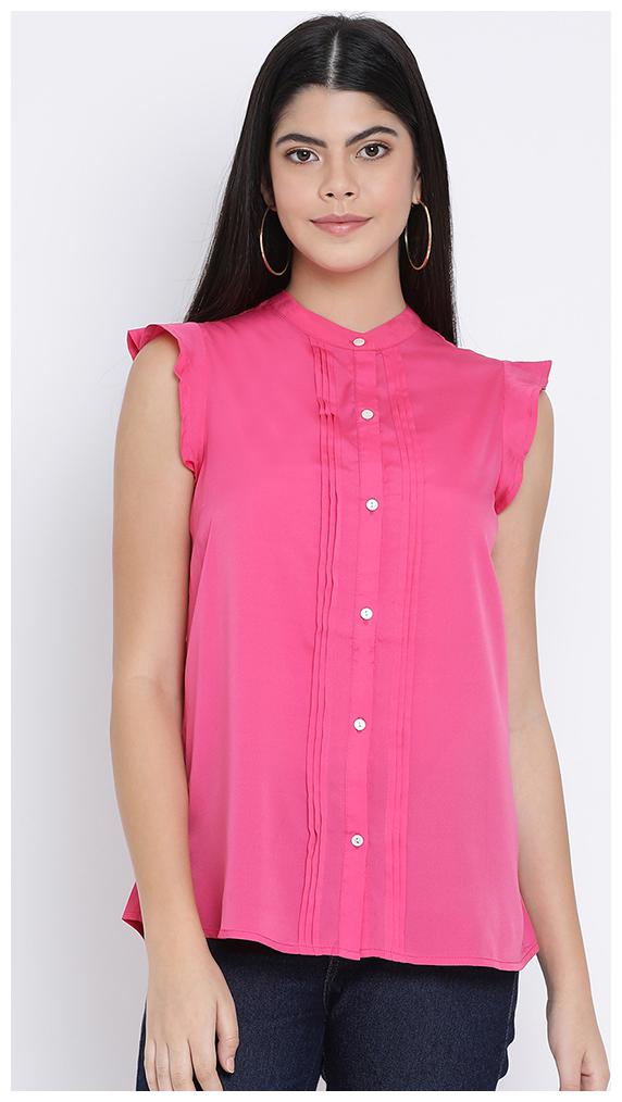 

OXOLLOXO Women Pink Solid Regular Fit Shirt