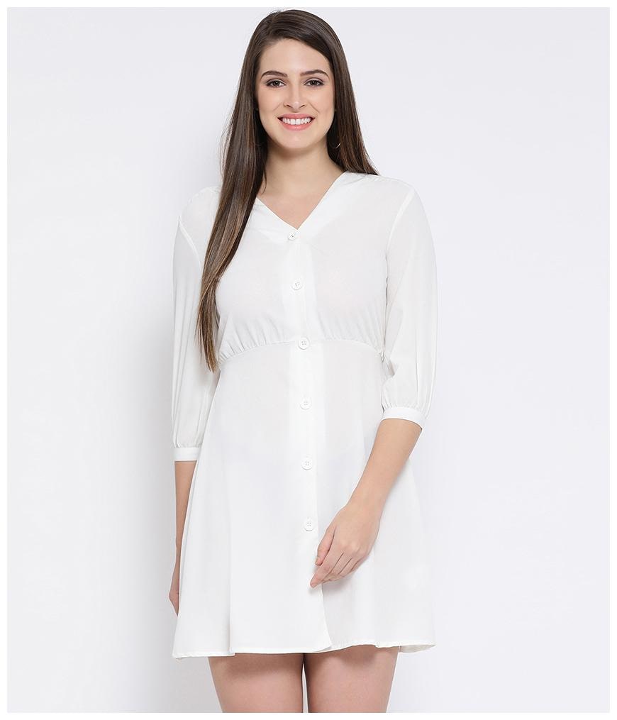 

Oxolloxo White Solid A-line dress