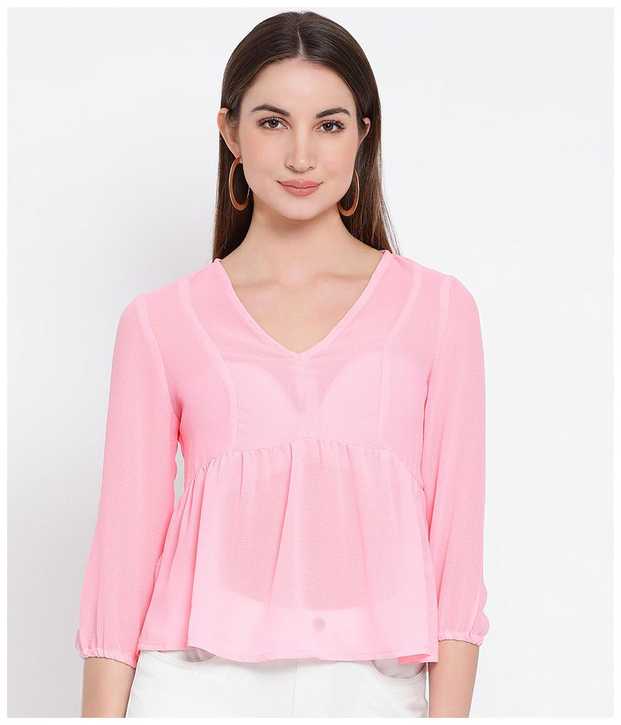 

Oxolloxo Women Solid A-line top - Pink