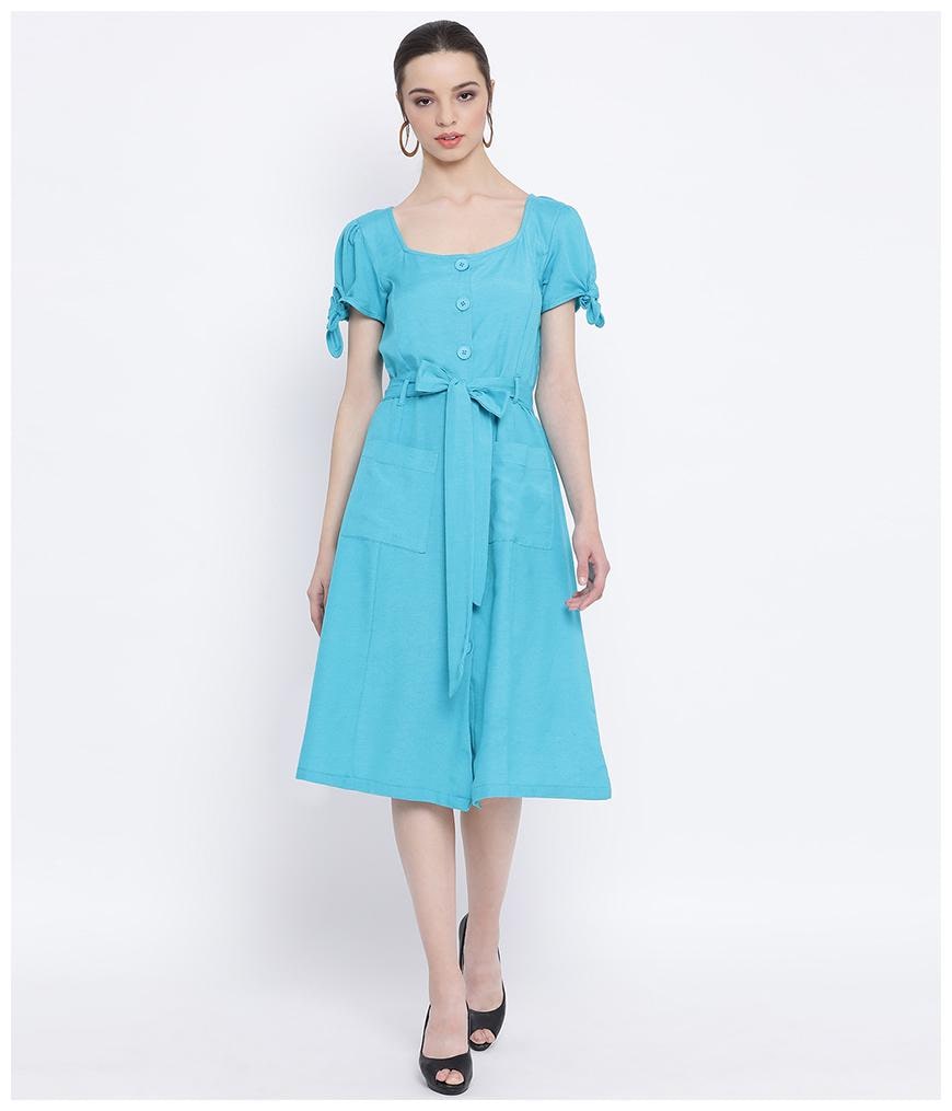 

Oxolloxo Blue Solid Wrap dress