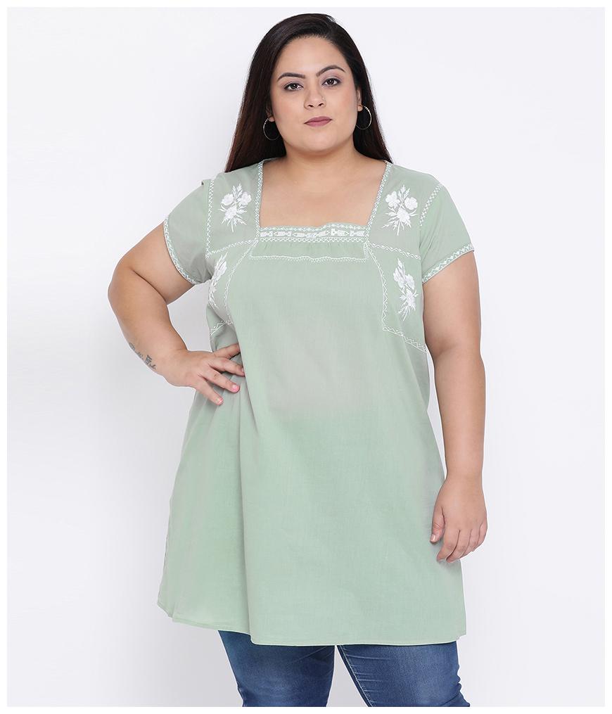 

Oxolloxo Women Embroidered Regular tunic - Green
