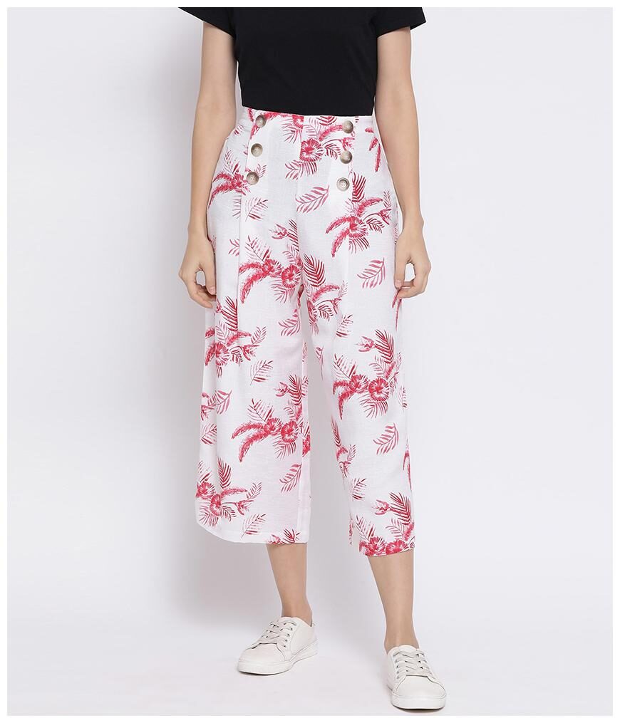 

Oxolloxo Women White Red Flared fit Cullotes