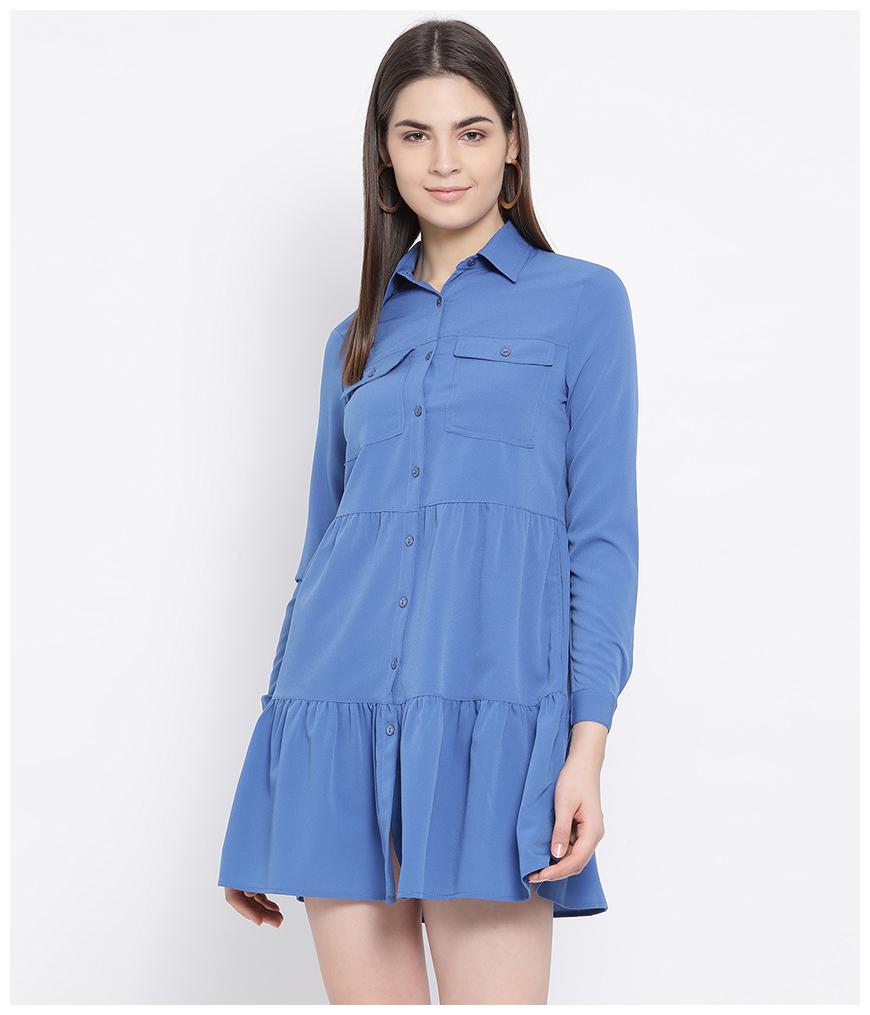

Oxolloxo Blue Solid A-line dress