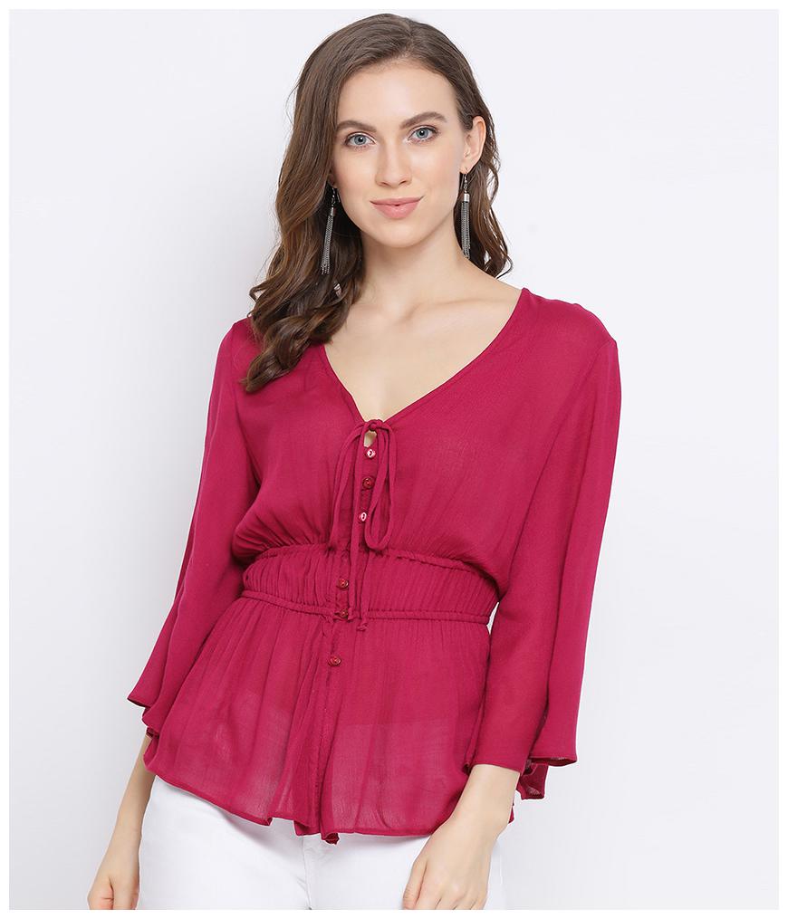 

Oxolloxo Women Solid Regular top - Pink