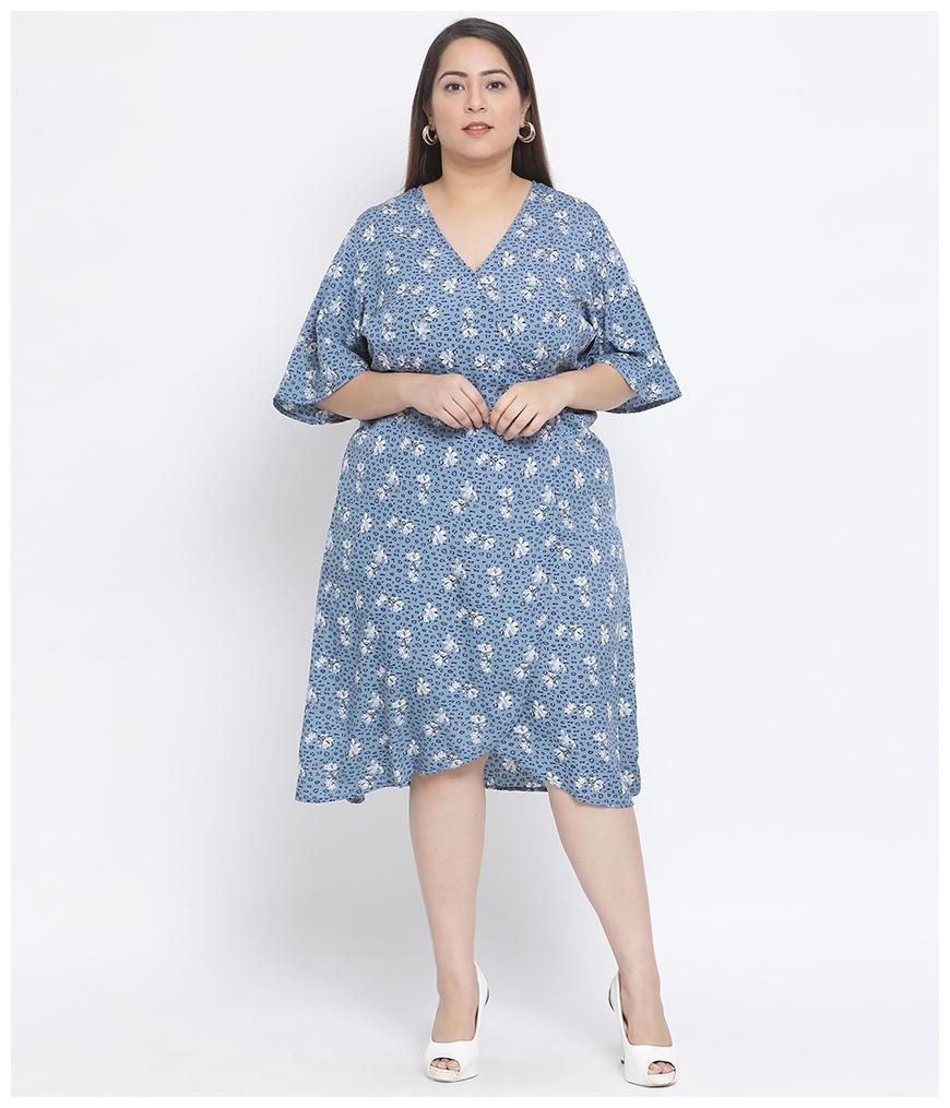

Oxolloxo Blue Floral Wrap dress