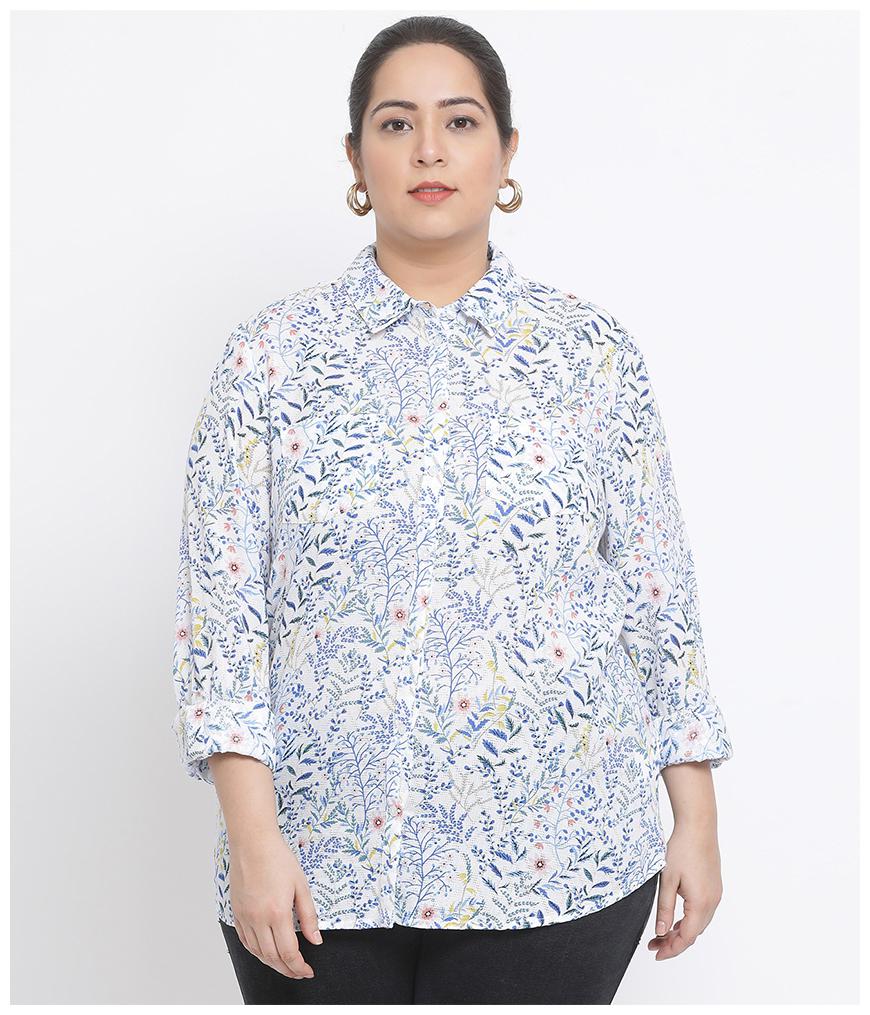 

Oxolloxo Women White Floral Regular Fit Shirt
