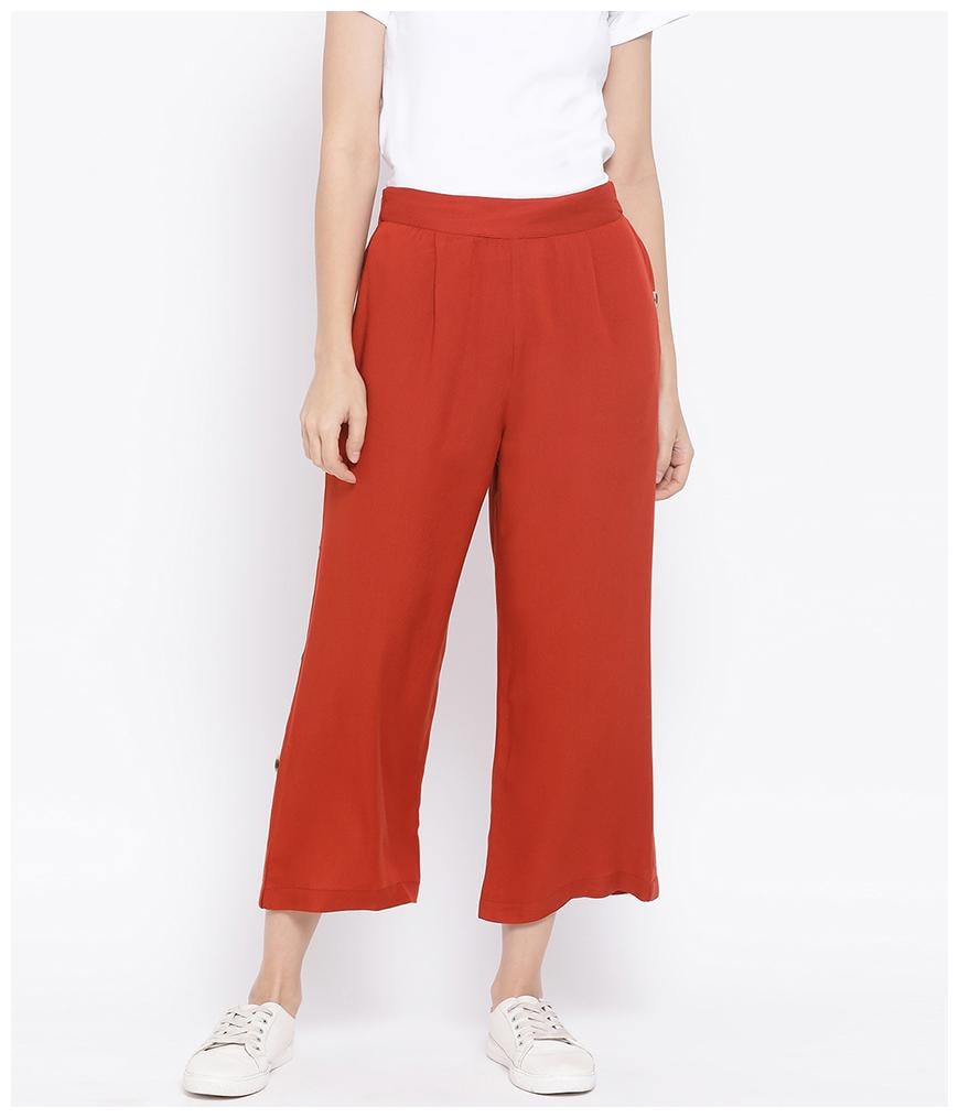 

Oxolloxo Women Viscose Rayon Solid Red Pant
