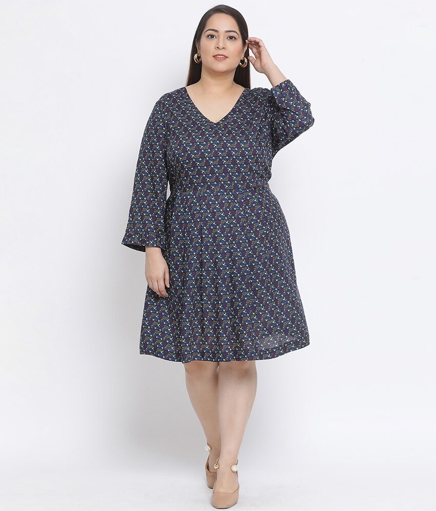 

Oxolloxo Women Polyester Navy Blue A Line Dress