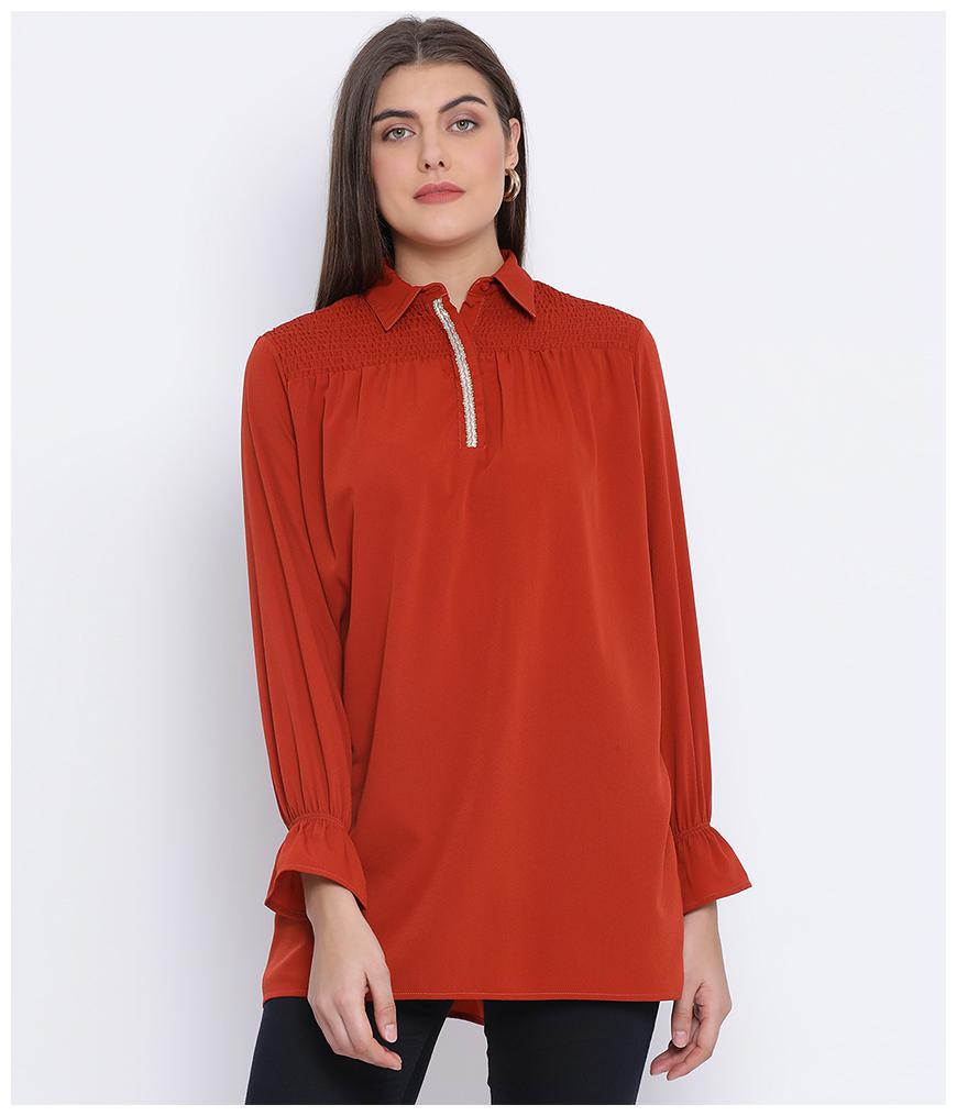 

Oxolloxo Women Polyester Casual Regular Fit Top (Red)